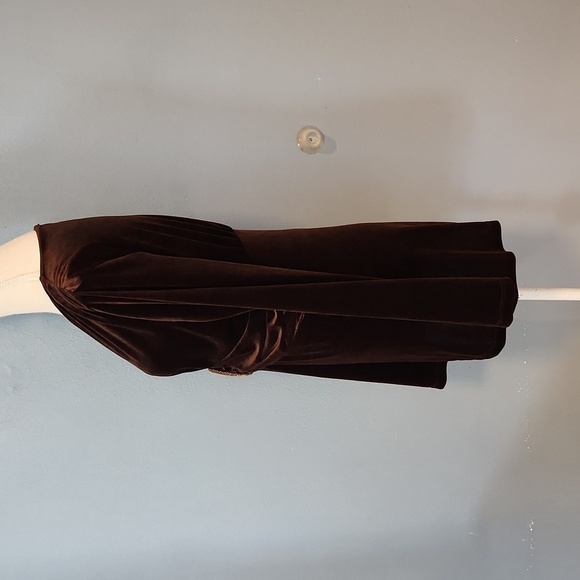 Vintage 90's Boston Proper velvet velour ruched gold accent long sleeve … - Picture 4 of 8